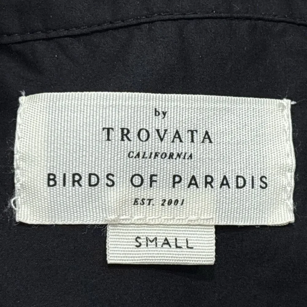 Trovata Birds of Paradis Alise Blouse Black Cotton Pintuck Ruffle Small